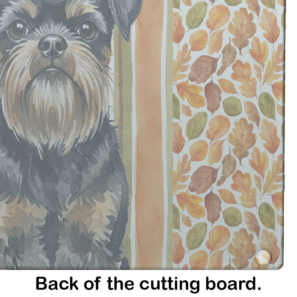 Black and Tan Brussels Griffon Heirloom Fall Cutting Board Tempered Glass Kitchen Cutting Surface, Heat Resistant Chopping, Non-Slip Feet, Food Prep & Serving