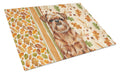 Red Brussels Griffon Heirloom Fall Cutting Board Tempered Glass Kitchen Cutting Surface, Heat Resistant Chopping, Non-Slip Feet, Food Prep & Serving