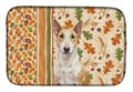 Fawn and White Bull Terrier Heirloom Fall Dish Drying Mat Absorbent Dish Drying Mat Pad for Kitchen Counter Dish Drainer Mat for Countertop, 14 x 21", Multicolor