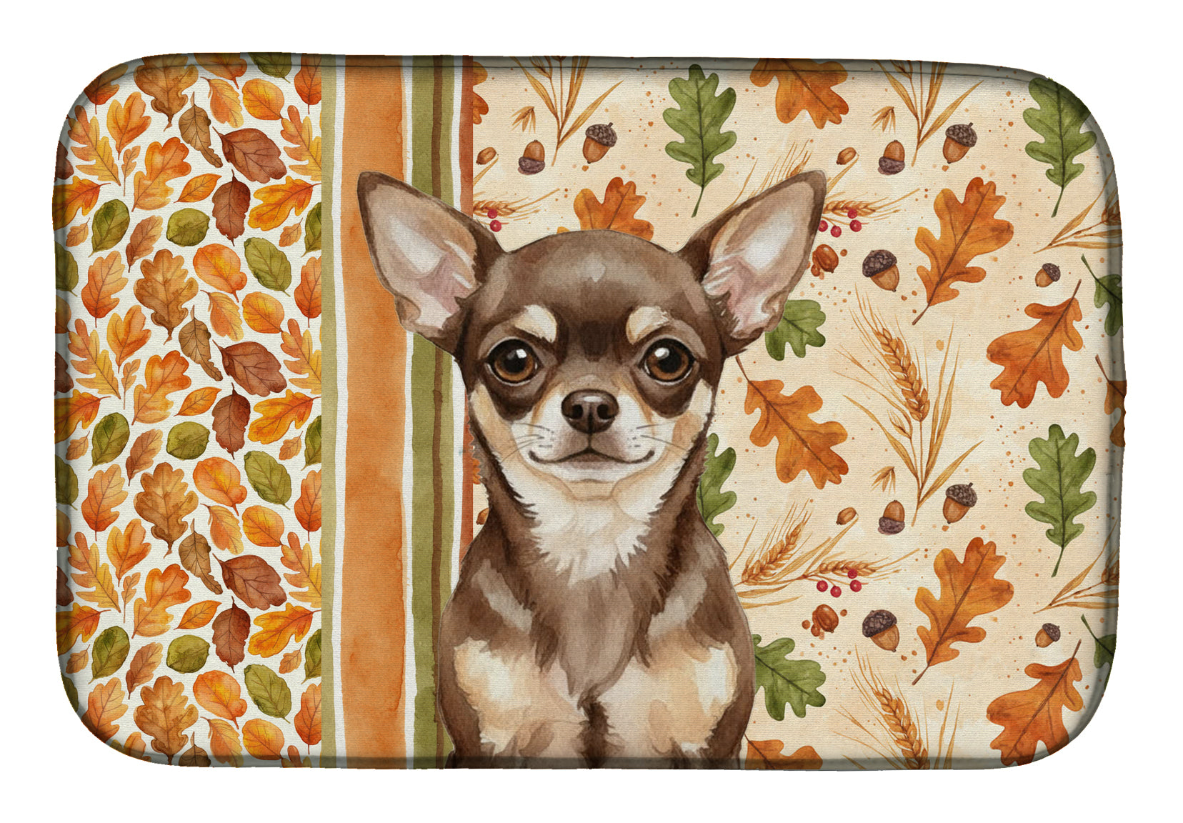 Chocolate Chihuahua Heirloom Fall Dish Drying Mat Absorbent Dish Drying Mat Pad for Kitchen Counter Dish Drainer Mat for Countertop, 14 x 21", Multicolor