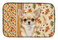 Fawn Chihuahua Heirloom Fall Dish Drying Mat Absorbent Dish Drying Mat Pad for Kitchen Counter Dish Drainer Mat for Countertop, 14 x 21", Multicolor