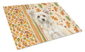Powderpuff Chinese Crested Heirloom Fall Cutting Board Tempered Glass Kitchen Cutting Surface, Heat Resistant Chopping, Non-Slip Feet, Food Prep & Serving