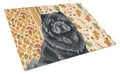 Black Chow Chow Heirloom Fall Cutting Board Tempered Glass Kitchen Cutting Surface, Heat Resistant Chopping, Non-Slip Feet, Food Prep & Serving