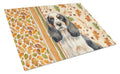 Parti Cocker Spaniel Heirloom Fall Cutting Board Tempered Glass Kitchen Cutting Surface, Heat Resistant Chopping, Non-Slip Feet, Food Prep & Serving