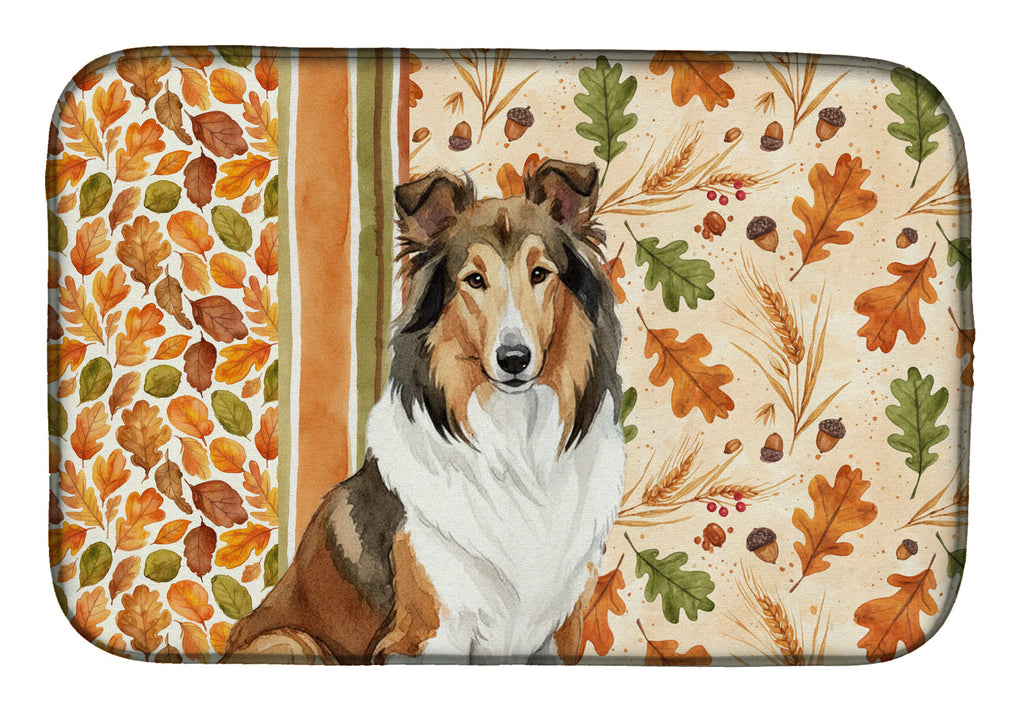 Sable Collie Heirloom Fall Dish Drying Mat Absorbent Dish Drying Mat Pad for Kitchen Counter Dish Drainer Mat for Countertop, 14 x 21", Multicolor