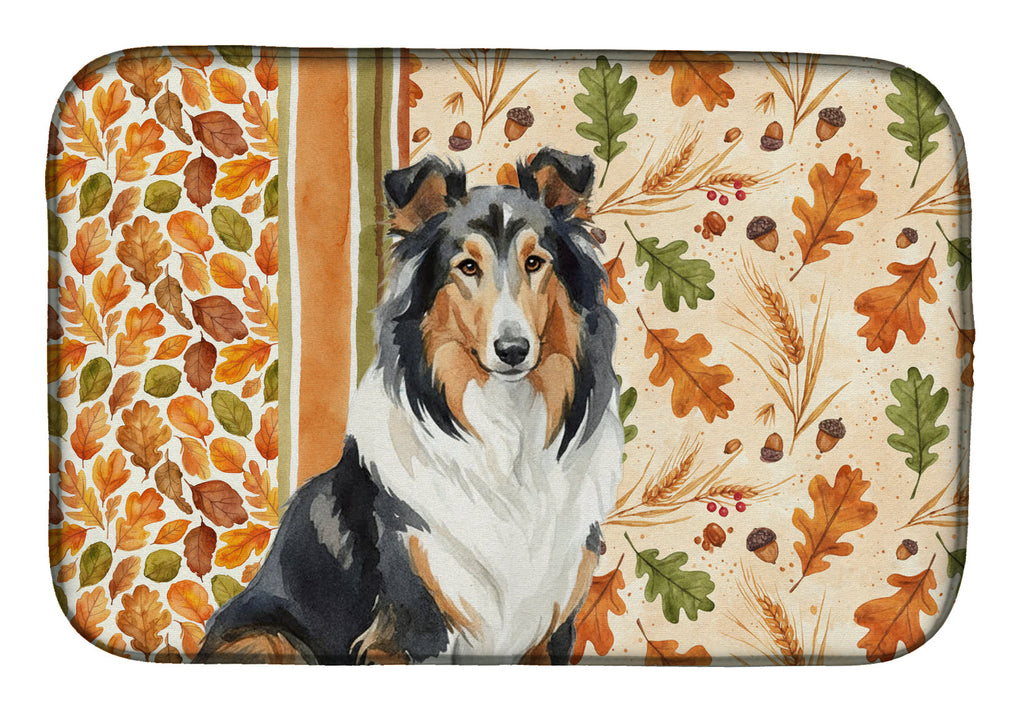 Tricolor Collie Heirloom Fall Dish Drying Mat Absorbent Dish Drying Mat Pad for Kitchen Counter Dish Drainer Mat for Countertop, 14 x 21", Multicolor