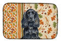 Black English Cocker Spaniel Heirloom Fall Dish Drying Mat Absorbent Dish Drying Mat Pad for Kitchen Counter Dish Drainer Mat for Countertop, 14 x 21", Multicolor