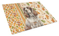 Liver Roan English Cocker Spaniel Heirloom Fall Cutting Board Tempered Glass Kitchen Cutting Surface, Heat Resistant Chopping, Non-Slip Feet, Food Prep & Serving
