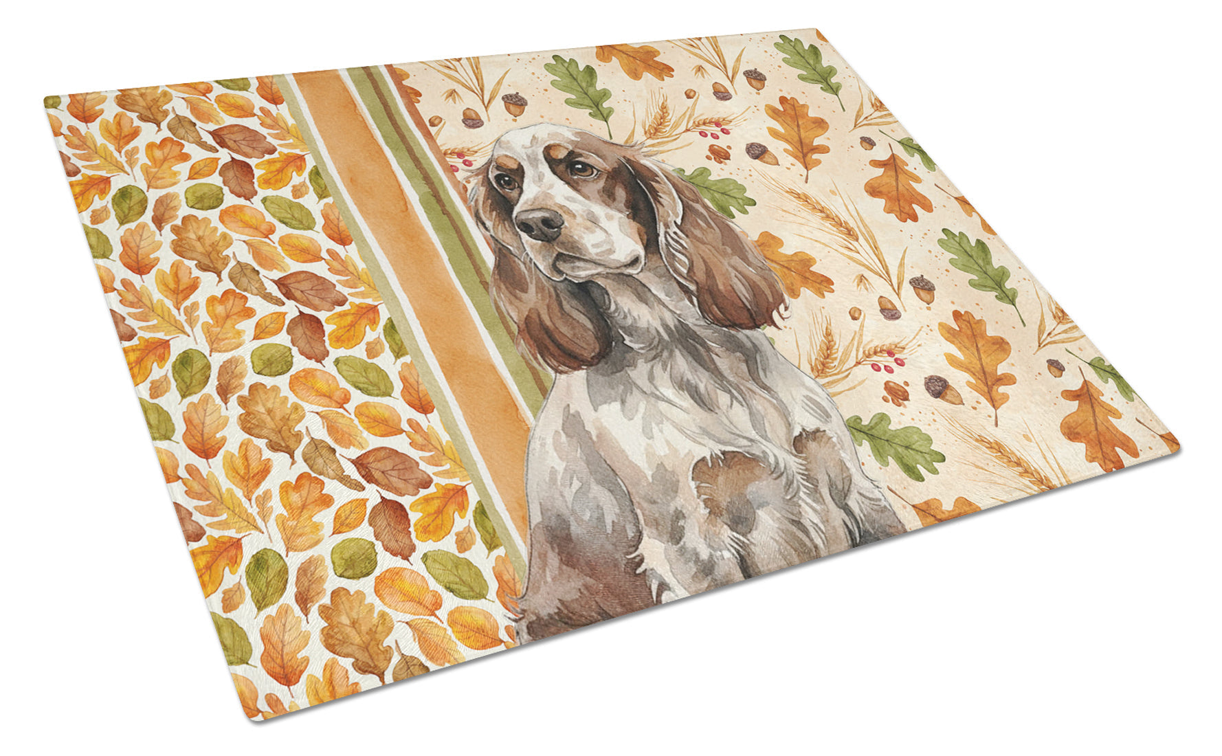 Liver Roan English Cocker Spaniel Heirloom Fall Cutting Board Tempered Glass Kitchen Cutting Surface, Heat Resistant Chopping, Non-Slip Feet, Food Prep & Serving