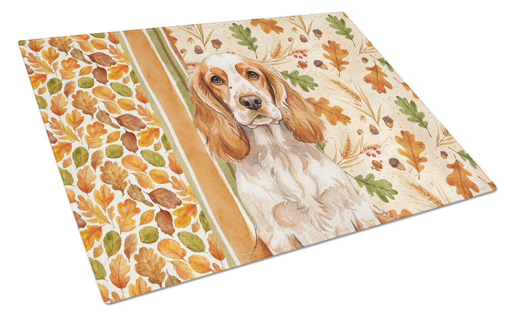 Orange Roan English Cocker Spaniel Heirloom Fall Cutting Board Tempered Glass Kitchen Cutting Surface, Heat Resistant Chopping, Non-Slip Feet, Food Prep & Serving