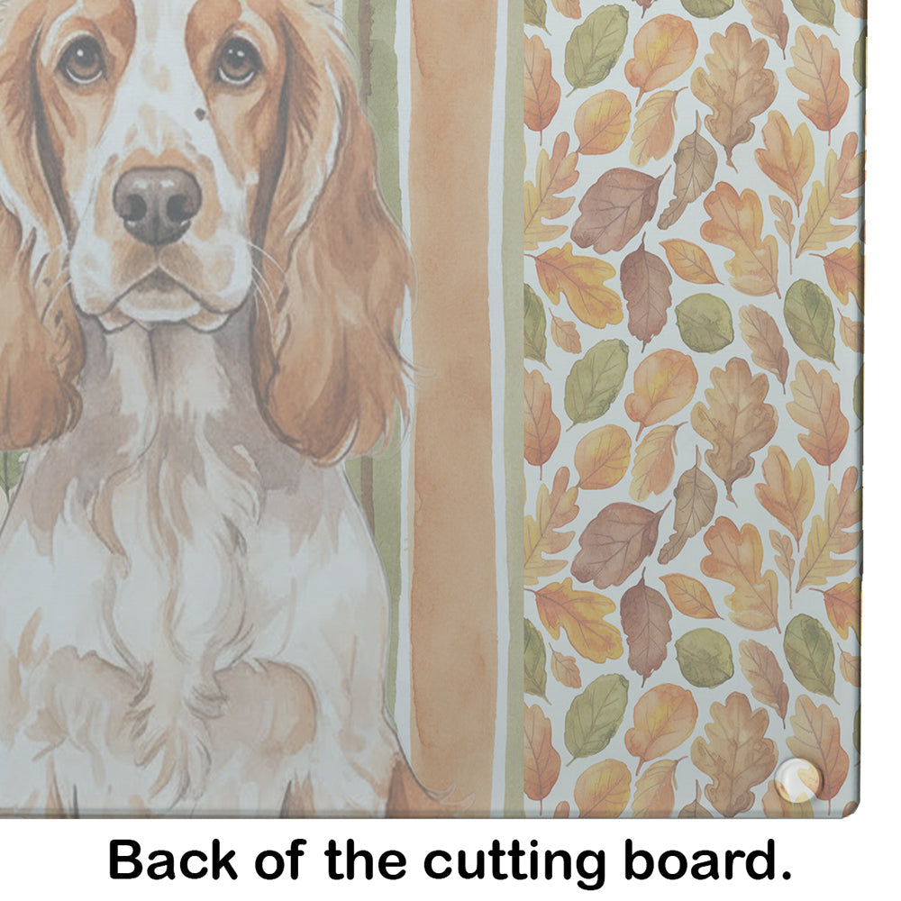 Orange Roan English Cocker Spaniel Heirloom Fall Cutting Board Tempered Glass Kitchen Cutting Surface, Heat Resistant Chopping, Non-Slip Feet, Food Prep & Serving