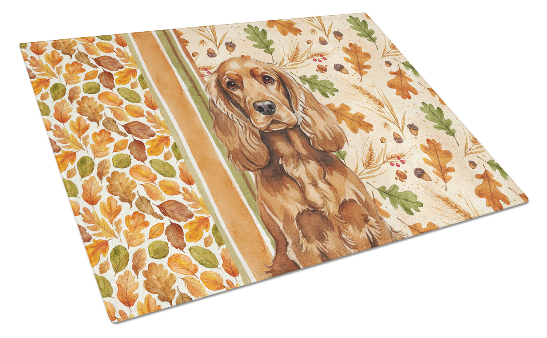 Red English Cocker Spaniel Heirloom Fall Cutting Board Tempered Glass Kitchen Cutting Surface, Heat Resistant Chopping, Non-Slip Feet, Food Prep & Serving