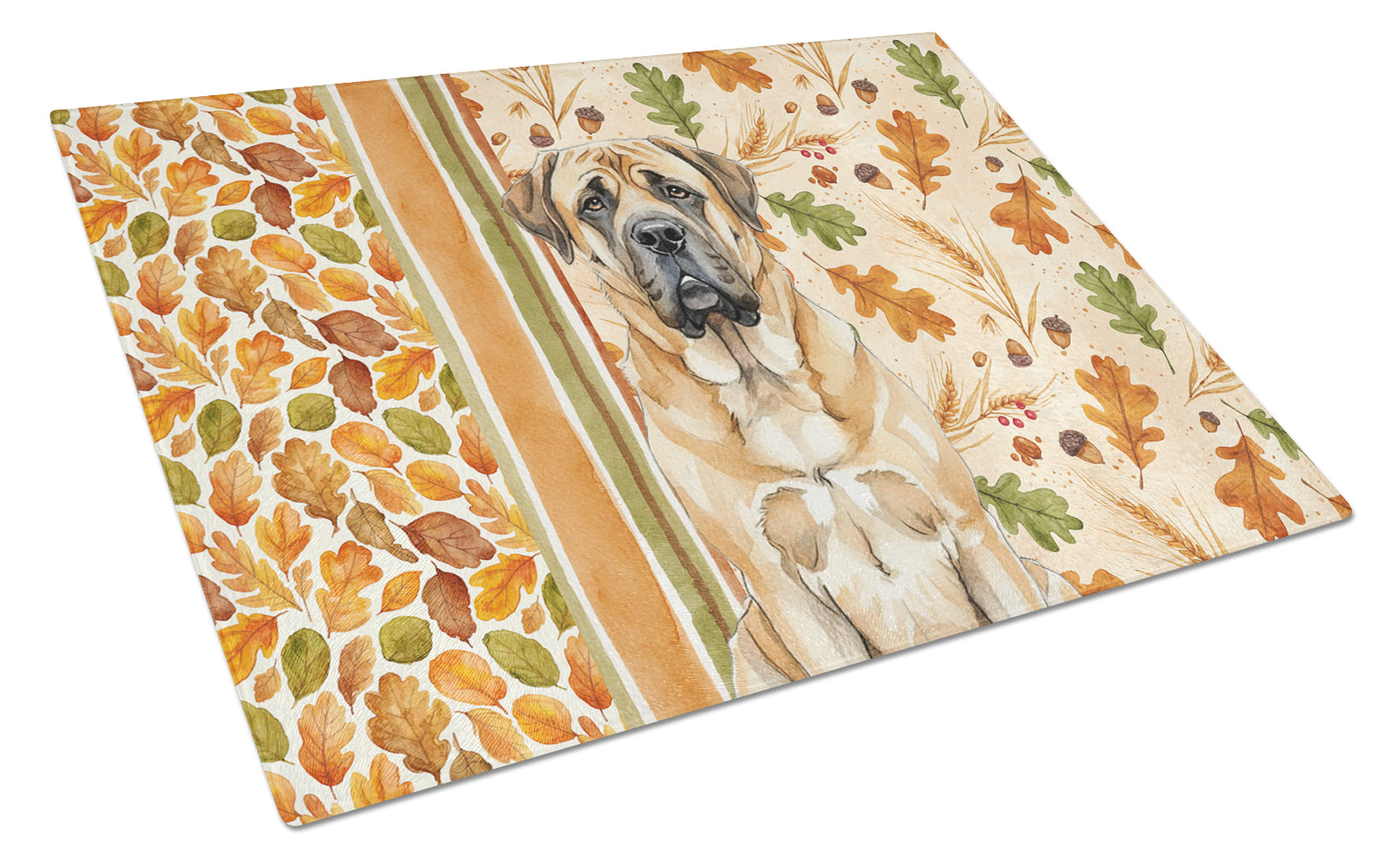 Apricot English Mastiff Heirloom Fall Cutting Board Tempered Glass Kitchen Cutting Surface, Heat Resistant Chopping, Non-Slip Feet, Food Prep & Serving
