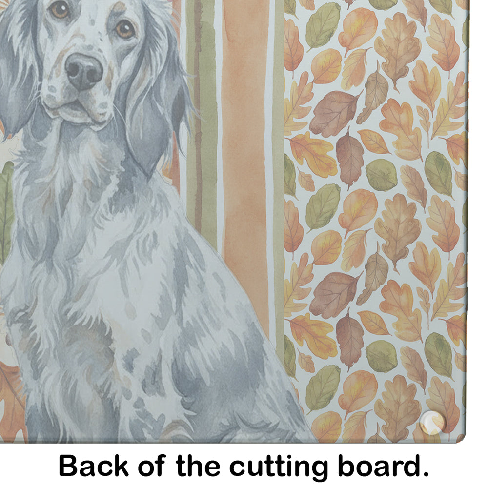 Blue Belton English Setter Heirloom Fall Cutting Board Tempered Glass Kitchen Cutting Surface, Heat Resistant Chopping, Non-Slip Feet, Food Prep & Serving