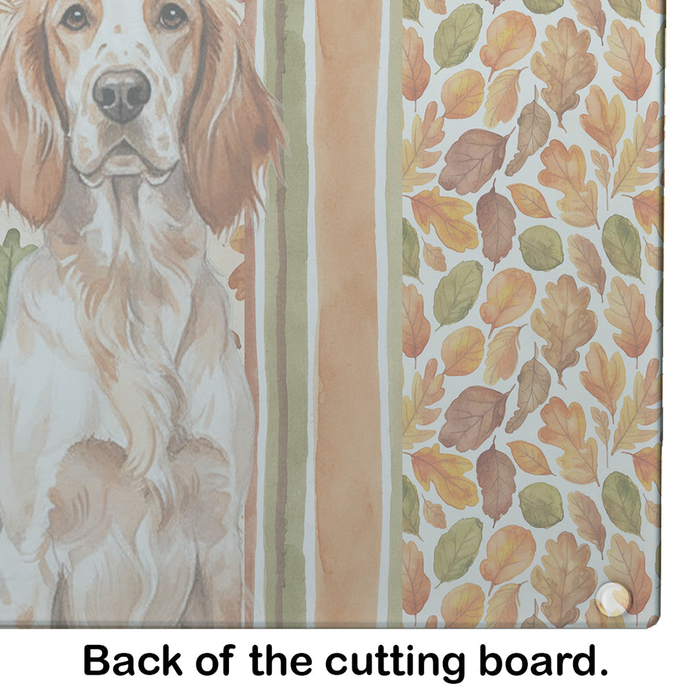 Orange Belton English Setter Heirloom Fall Cutting Board Tempered Glass Kitchen Cutting Surface, Heat Resistant Chopping, Non-Slip Feet, Food Prep & Serving