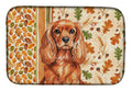 Ruby English Toy Spaniel Heirloom Fall Dish Drying Mat Absorbent Dish Drying Mat Pad for Kitchen Counter Dish Drainer Mat for Countertop, 14 x 21", Multicolor