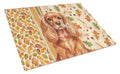 Ruby English Toy Spaniel Heirloom Fall Cutting Board Tempered Glass Kitchen Cutting Surface, Heat Resistant Chopping, Non-Slip Feet, Food Prep & Serving