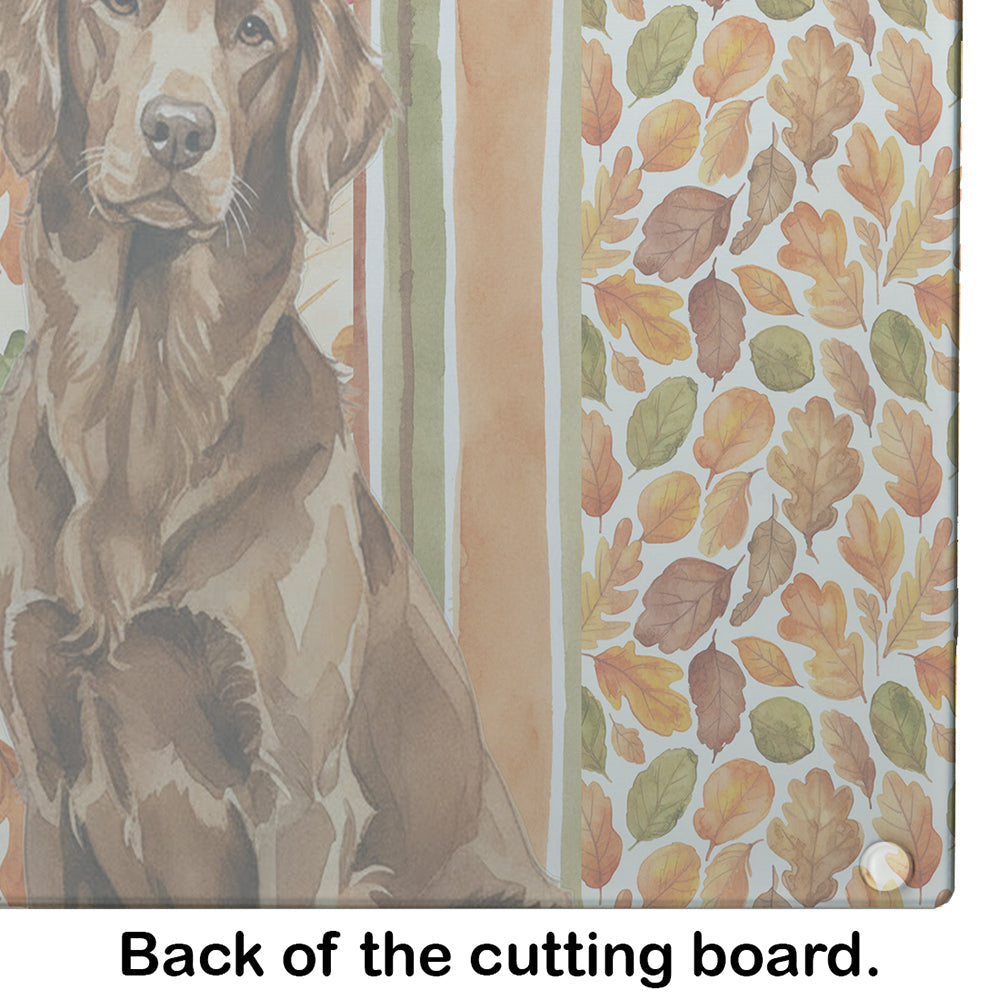 Liver Flat-Coated Retriever Heirloom Fall Cutting Board Tempered Glass Kitchen Cutting Surface, Heat Resistant Chopping, Non-Slip Feet, Food Prep & Serving