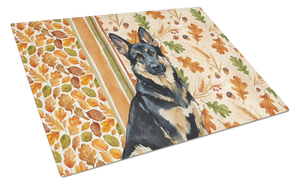 Black and Tan German Shepherd Heirloom Fall Cutting Board Tempered Glass Kitchen Cutting Surface, Heat Resistant Chopping, Non-Slip Feet, Food Prep & Serving