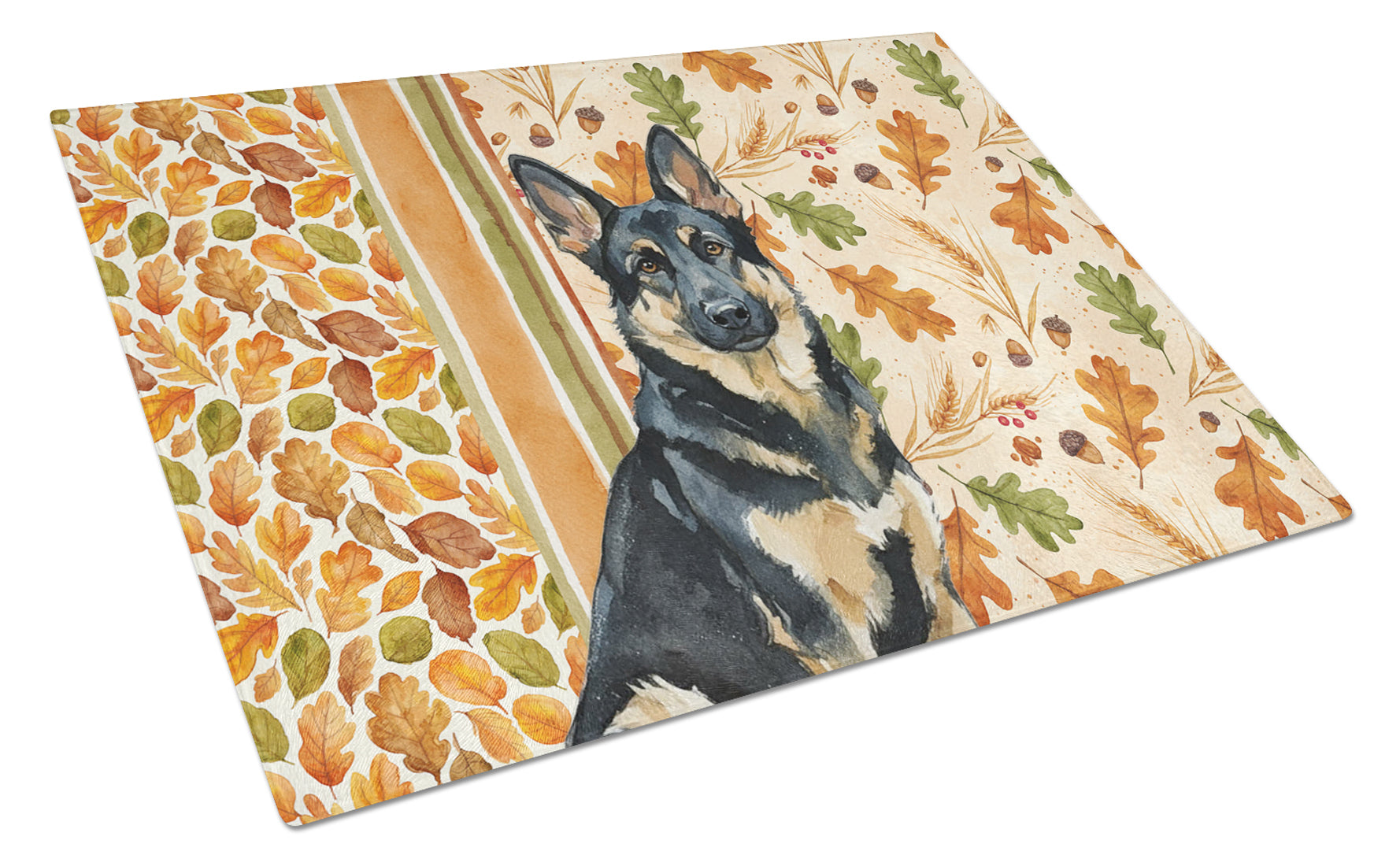 Black and Tan German Shepherd Heirloom Fall Cutting Board Tempered Glass Kitchen Cutting Surface, Heat Resistant Chopping, Non-Slip Feet, Food Prep & Serving
