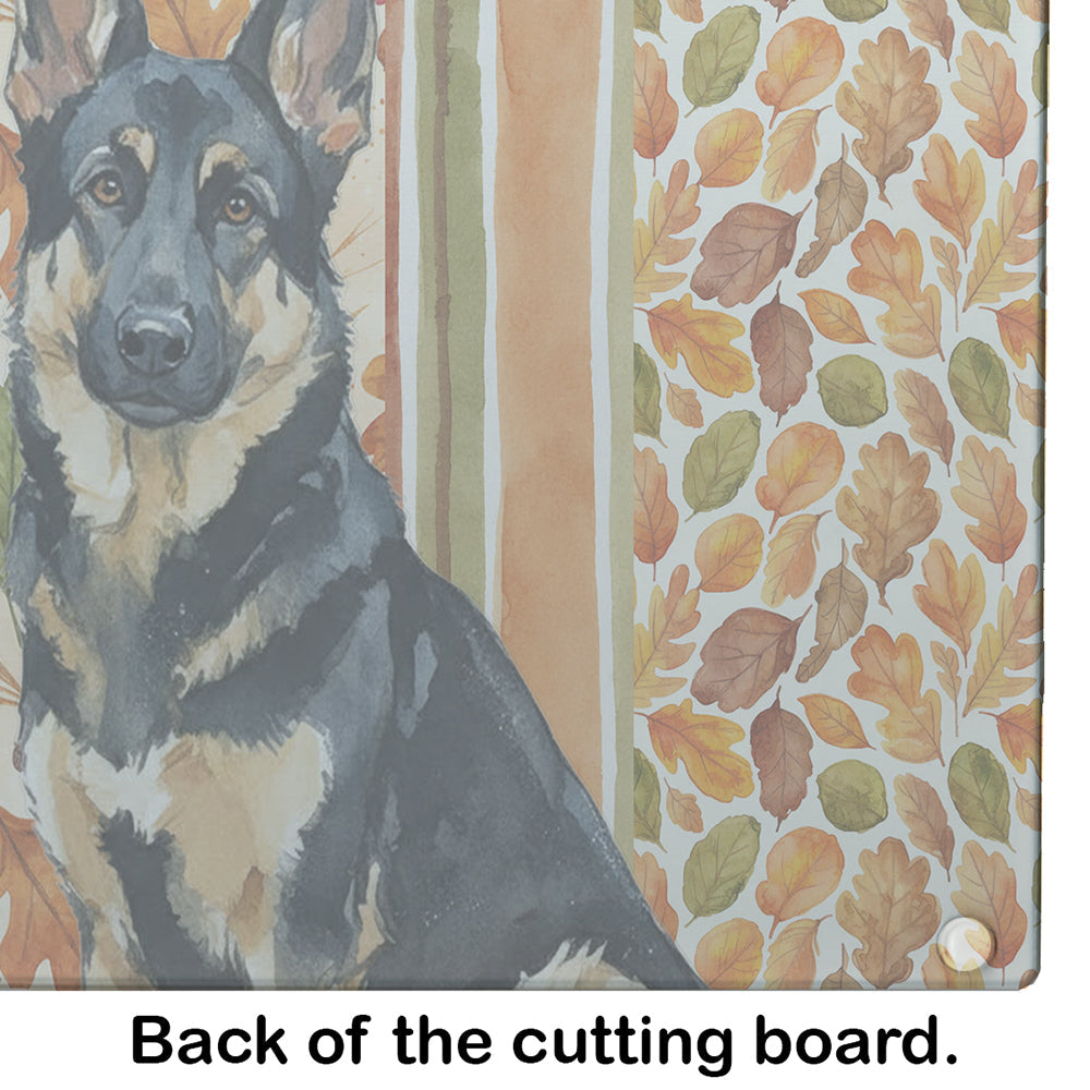 Black and Tan German Shepherd Heirloom Fall Cutting Board Tempered Glass Kitchen Cutting Surface, Heat Resistant Chopping, Non-Slip Feet, Food Prep & Serving