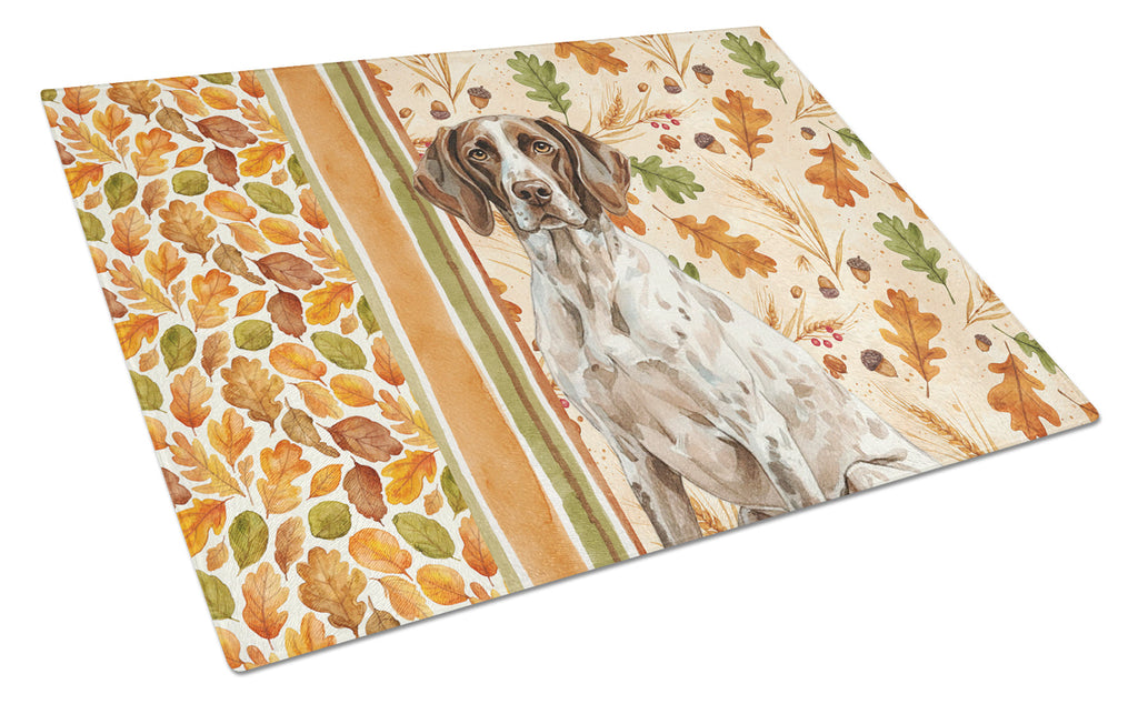 German Shorthaired Pointer Heirloom Fall Cutting Board Tempered Glass Kitchen Cutting Surface, Heat Resistant Chopping, Non-Slip Feet, Food Prep & Serving