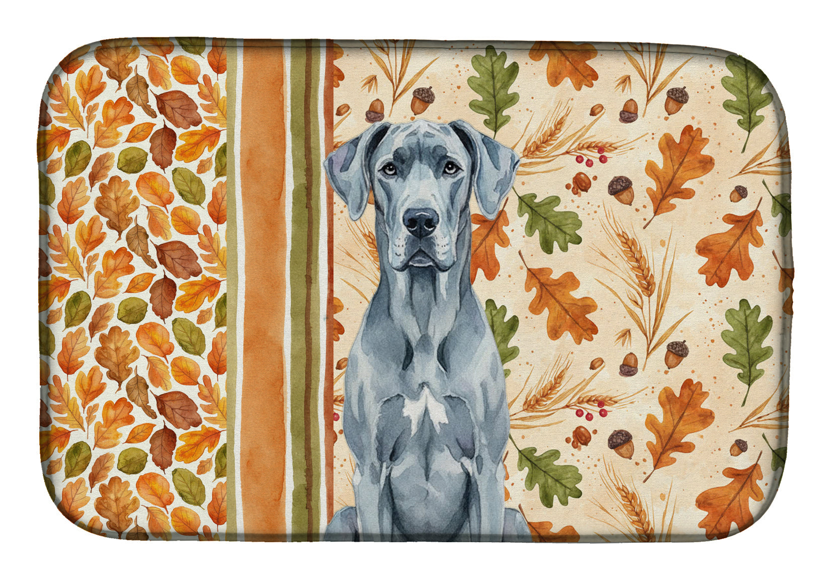 Blue Great Dane Heirloom Fall Dish Drying Mat Absorbent Dish Drying Mat Pad for Kitchen Counter Dish Drainer Mat for Countertop, 14 x 21", Multicolor