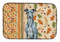 Blue Brindle Greyhound Heirloom Fall Dish Drying Mat Absorbent Dish Drying Mat Pad for Kitchen Counter Dish Drainer Mat for Countertop, 14 x 21", Multicolor