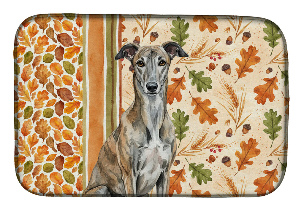 Brindle Greyhound Heirloom Fall Dish Drying Mat Absorbent Dish Drying Mat Pad for Kitchen Counter Dish Drainer Mat for Countertop, 14 x 21", Multicolor