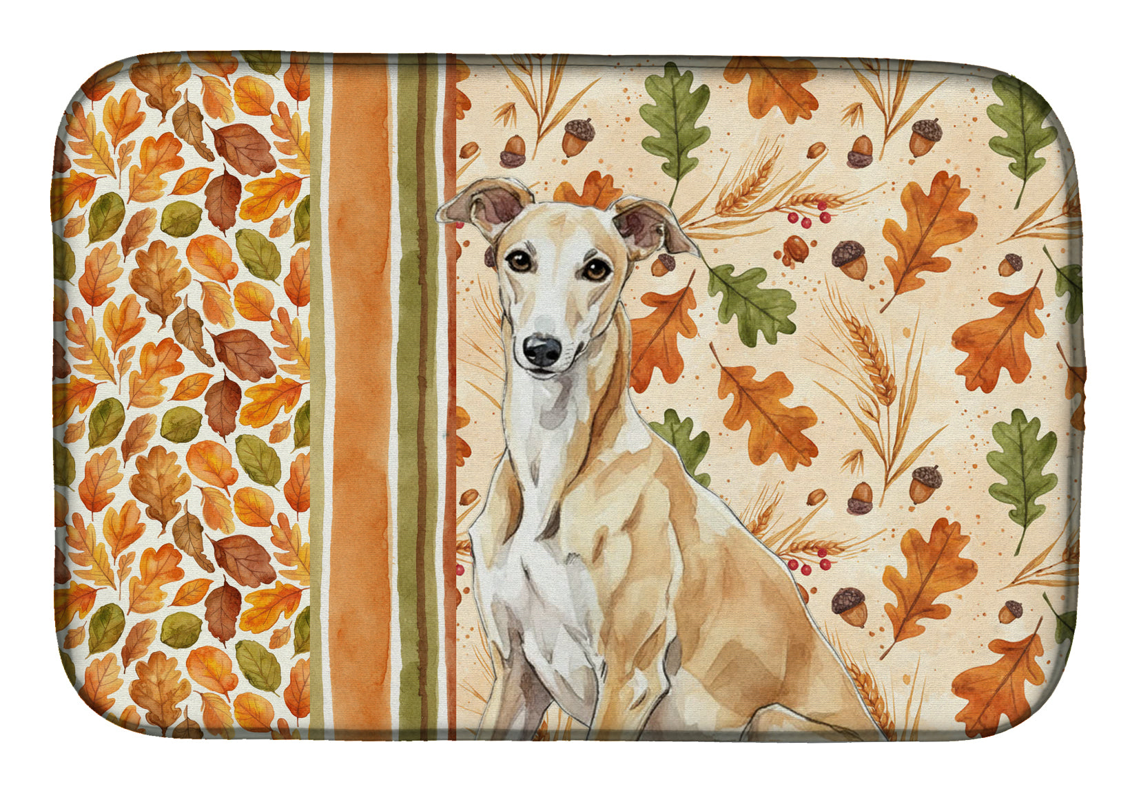 Fawn Greyhound Heirloom Fall Dish Drying Mat Absorbent Dish Drying Mat Pad for Kitchen Counter Dish Drainer Mat for Countertop, 14 x 21", Multicolor