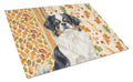 Tricolor Japanese Chin Heirloom Fall Cutting Board Tempered Glass Kitchen Cutting Surface, Heat Resistant Chopping, Non-Slip Feet, Food Prep & Serving