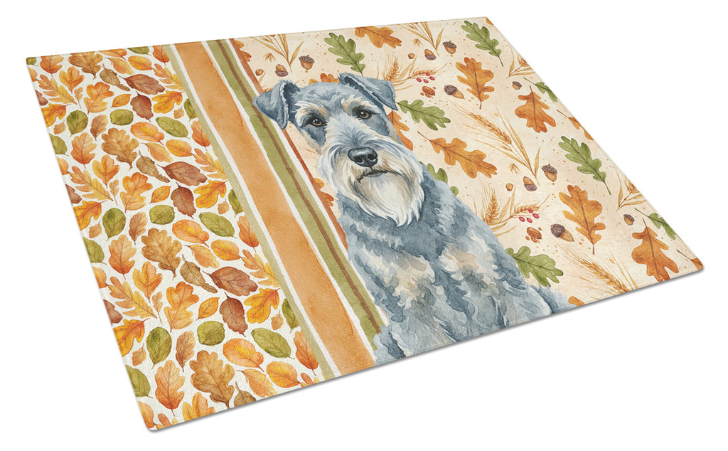 Kerry Blue Terrier Heirloom Fall Cutting Board Tempered Glass Kitchen Cutting Surface, Heat Resistant Chopping, Non-Slip Feet, Food Prep & Serving