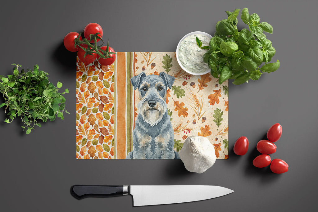 Kerry Blue Terrier Heirloom Fall Cutting Board Tempered Glass Kitchen Cutting Surface, Heat Resistant Chopping, Non-Slip Feet, Food Prep & Serving