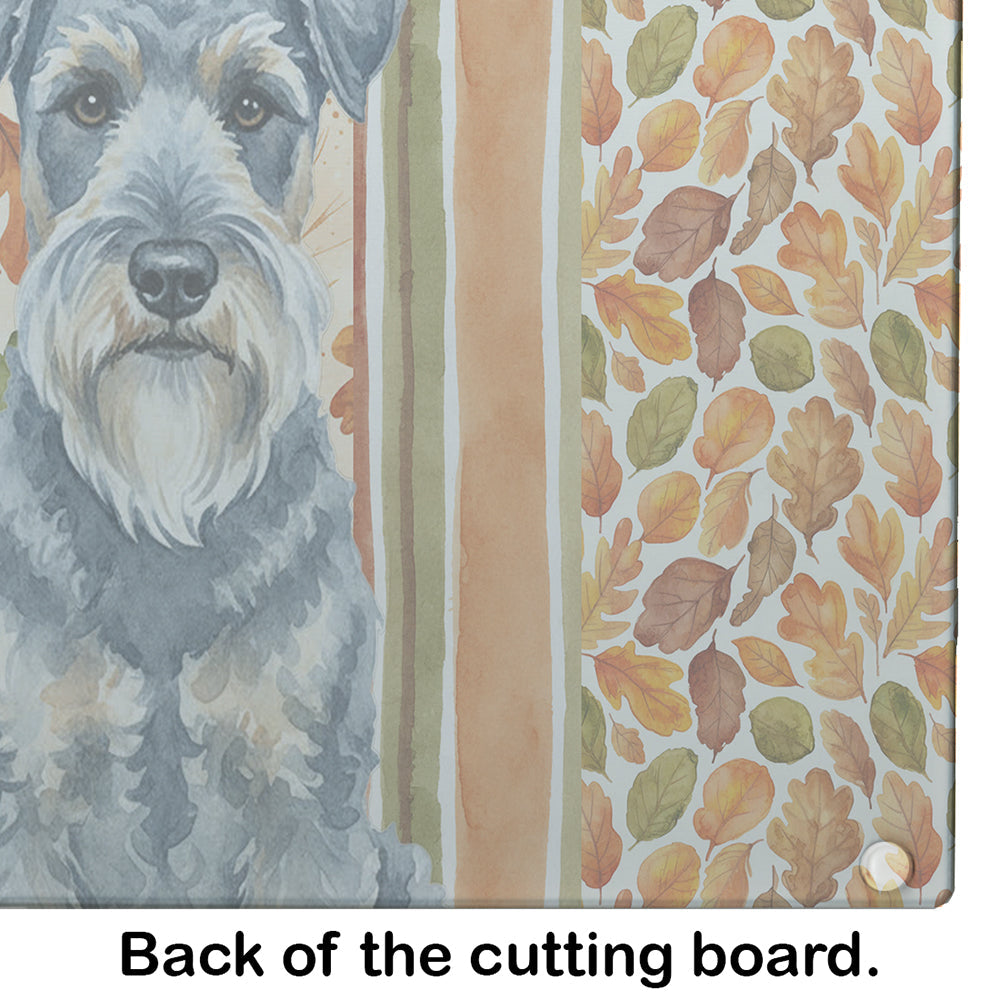 Kerry Blue Terrier Heirloom Fall Cutting Board Tempered Glass Kitchen Cutting Surface, Heat Resistant Chopping, Non-Slip Feet, Food Prep & Serving