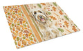 Labradoodle Heirloom Fall Cutting Board Tempered Glass Kitchen Cutting Surface, Heat Resistant Chopping, Non-Slip Feet, Food Prep & Serving