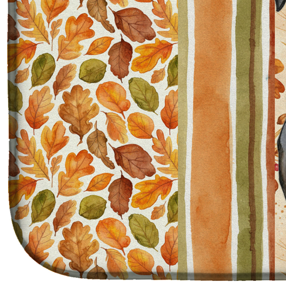 Black Labrador Retriever Heirloom Fall Dish Drying Mat Absorbent Dish Drying Mat Pad for Kitchen Counter Dish Drainer Mat for Countertop, 14 x 21", Multicolor