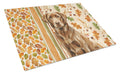 Chocolate Labrador Retriever Heirloom Fall Cutting Board Tempered Glass Kitchen Cutting Surface, Heat Resistant Chopping, Non-Slip Feet, Food Prep & Serving