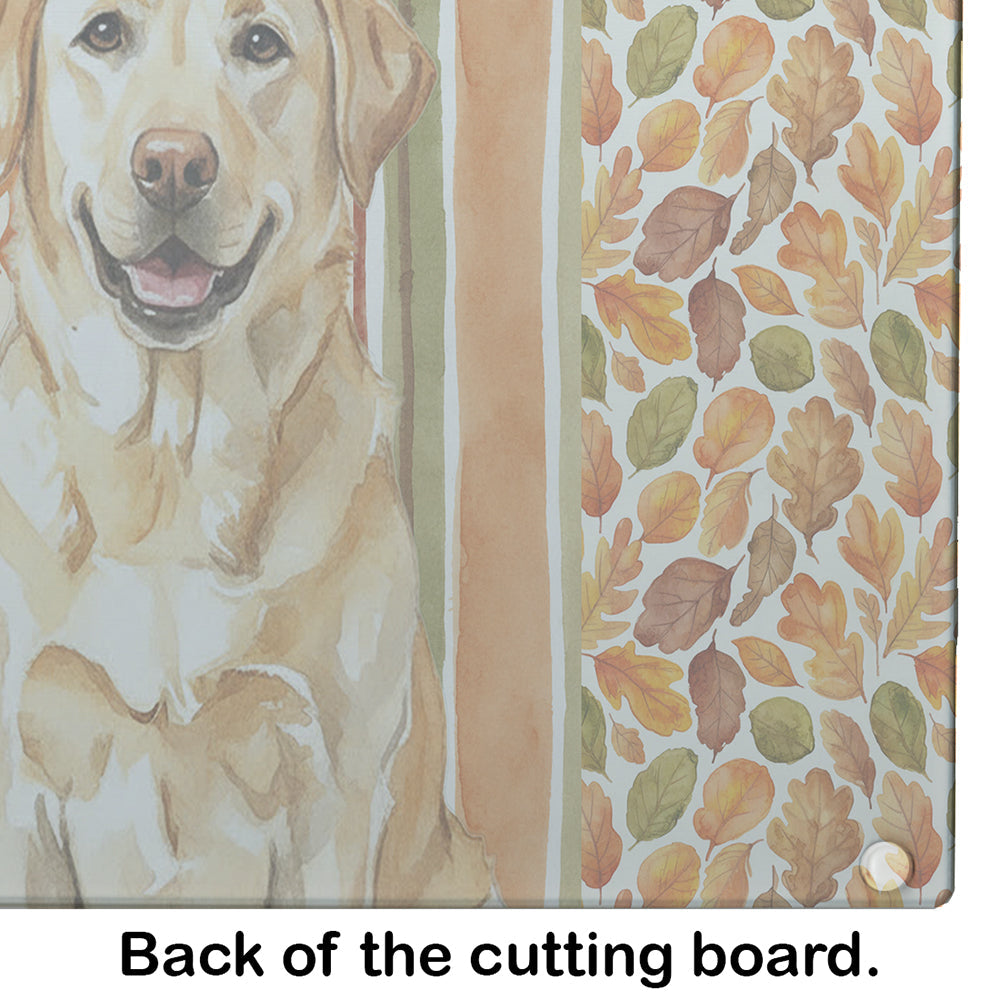 Yellow Labrador Retriever Heirloom Fall Cutting Board Tempered Glass Kitchen Cutting Surface, Heat Resistant Chopping, Non-Slip Feet, Food Prep & Serving