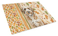 Lagotto Romagnolo Heirloom Fall Cutting Board Tempered Glass Kitchen Cutting Surface, Heat Resistant Chopping, Non-Slip Feet, Food Prep & Serving
