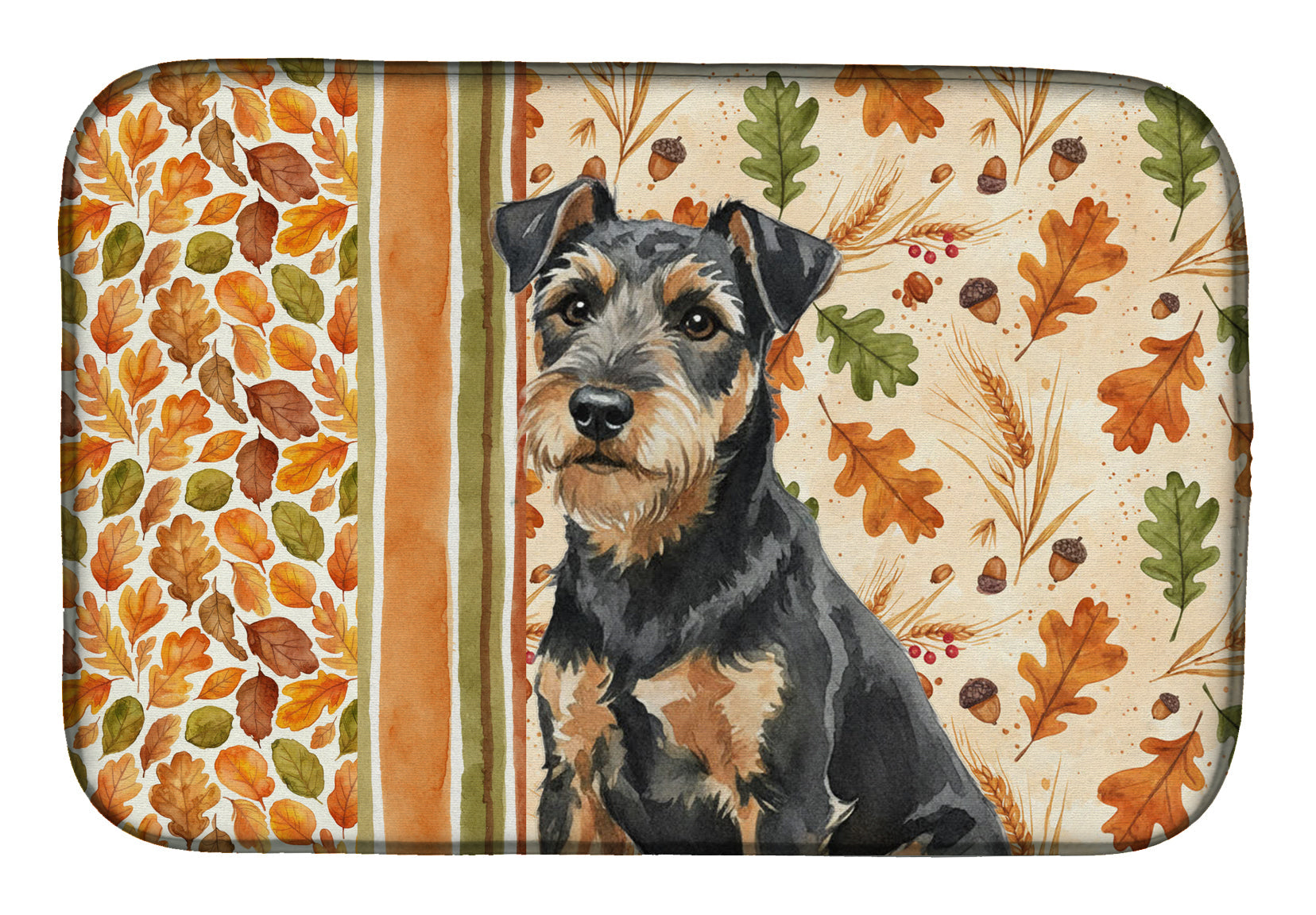 Black and Tan Lakeland Terrier Heirloom Fall Dish Drying Mat Absorbent Dish Drying Mat Pad for Kitchen Counter Dish Drainer Mat for Countertop, 14 x 21", Multicolor