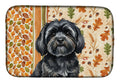 Black Lhasa Apso Heirloom Fall Dish Drying Mat Absorbent Dish Drying Mat Pad for Kitchen Counter Dish Drainer Mat for Countertop, 14 x 21", Multicolor