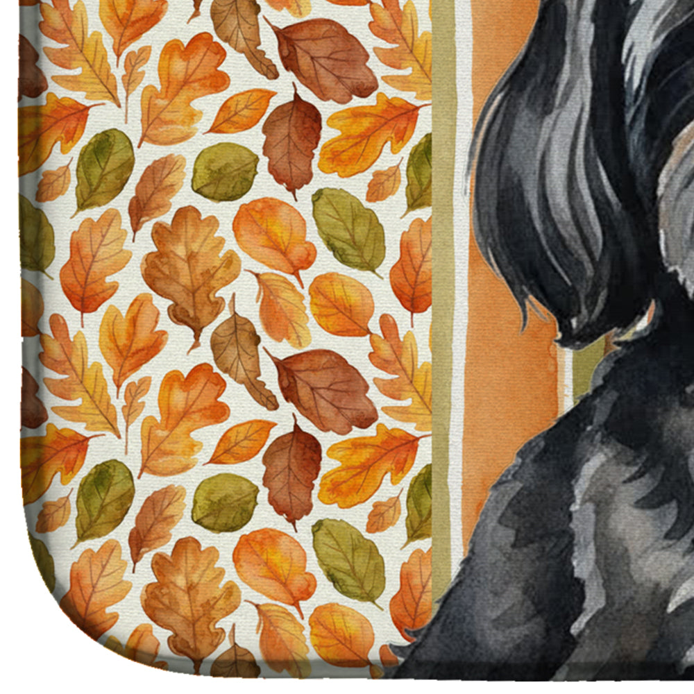 Black Lhasa Apso Heirloom Fall Dish Drying Mat Absorbent Dish Drying Mat Pad for Kitchen Counter Dish Drainer Mat for Countertop, 14 x 21", Multicolor