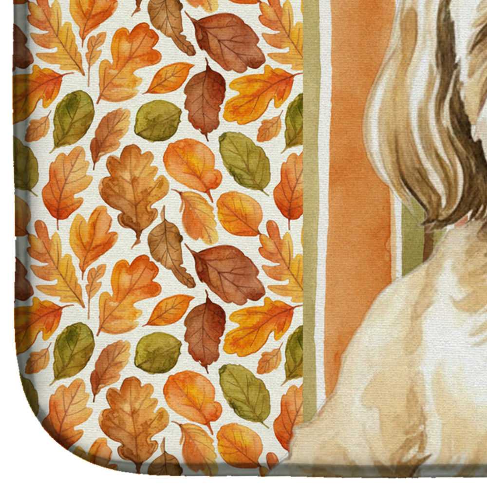 Cream Lhasa Apso Heirloom Fall Dish Drying Mat Absorbent Dish Drying Mat Pad for Kitchen Counter Dish Drainer Mat for Countertop, 14 x 21", Multicolor
