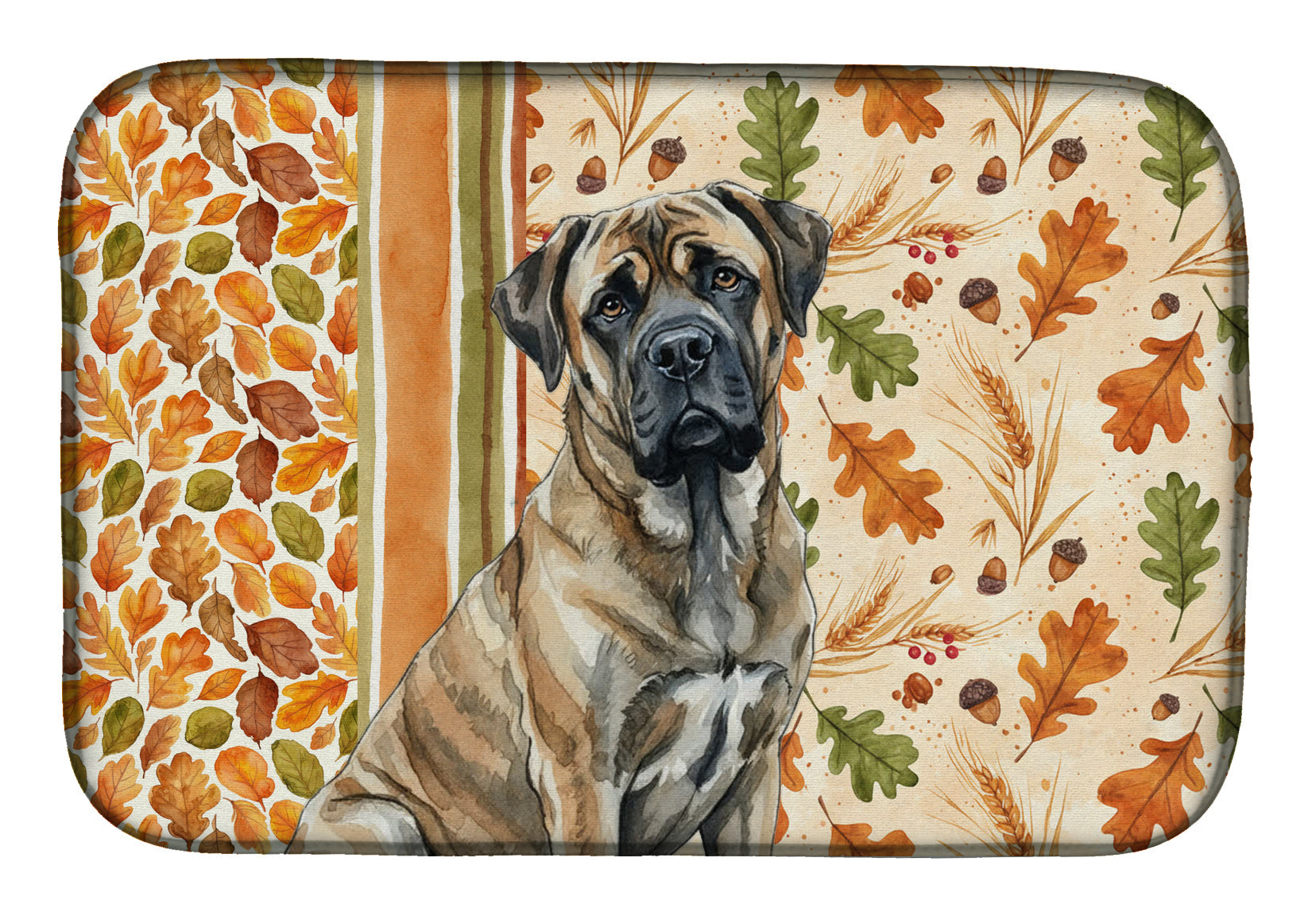 Brindle Mastiff Heirloom Fall Dish Drying Mat Absorbent Dish Drying Mat Pad for Kitchen Counter Dish Drainer Mat for Countertop, 14 x 21", Multicolor