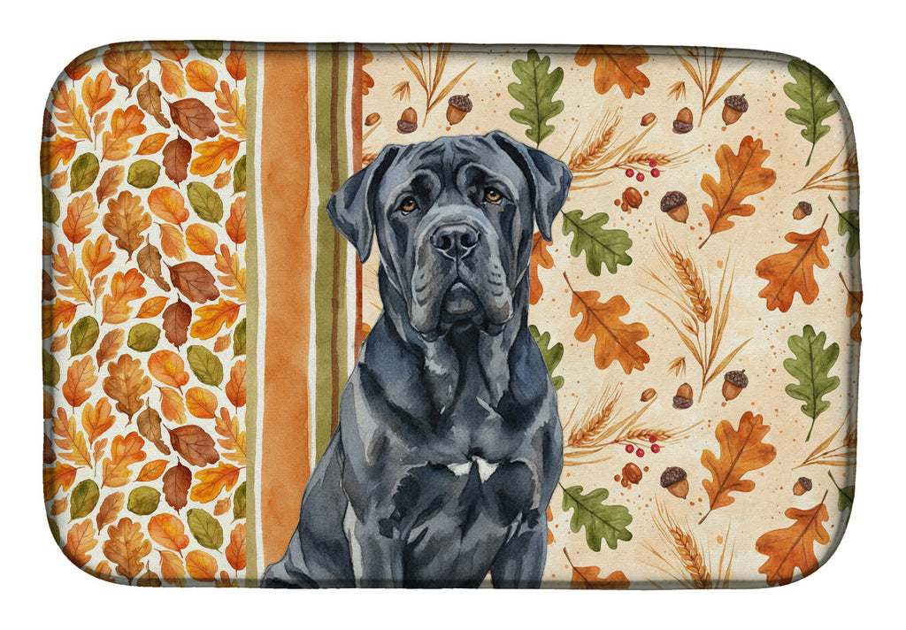 Black Neapolitan Mastiff Heirloom Fall Dish Drying Mat Absorbent Dish Drying Mat Pad for Kitchen Counter Dish Drainer Mat for Countertop, 14 x 21", Multicolor