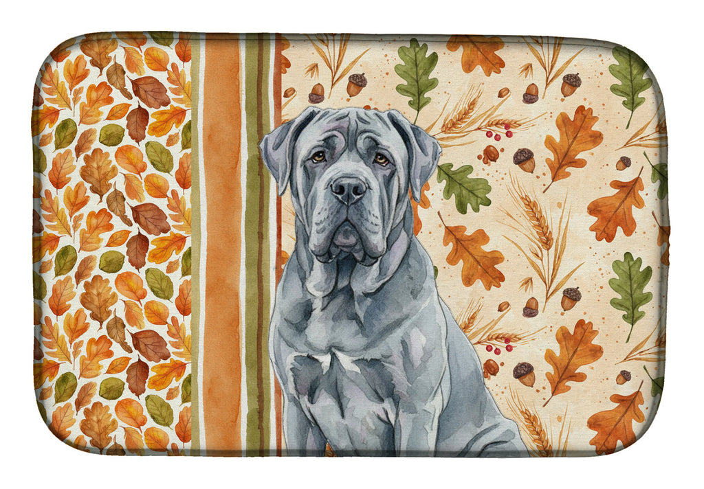 Blue Neapolitan Mastiff Heirloom Fall Dish Drying Mat Absorbent Dish Drying Mat Pad for Kitchen Counter Dish Drainer Mat for Countertop, 14 x 21", Multicolor