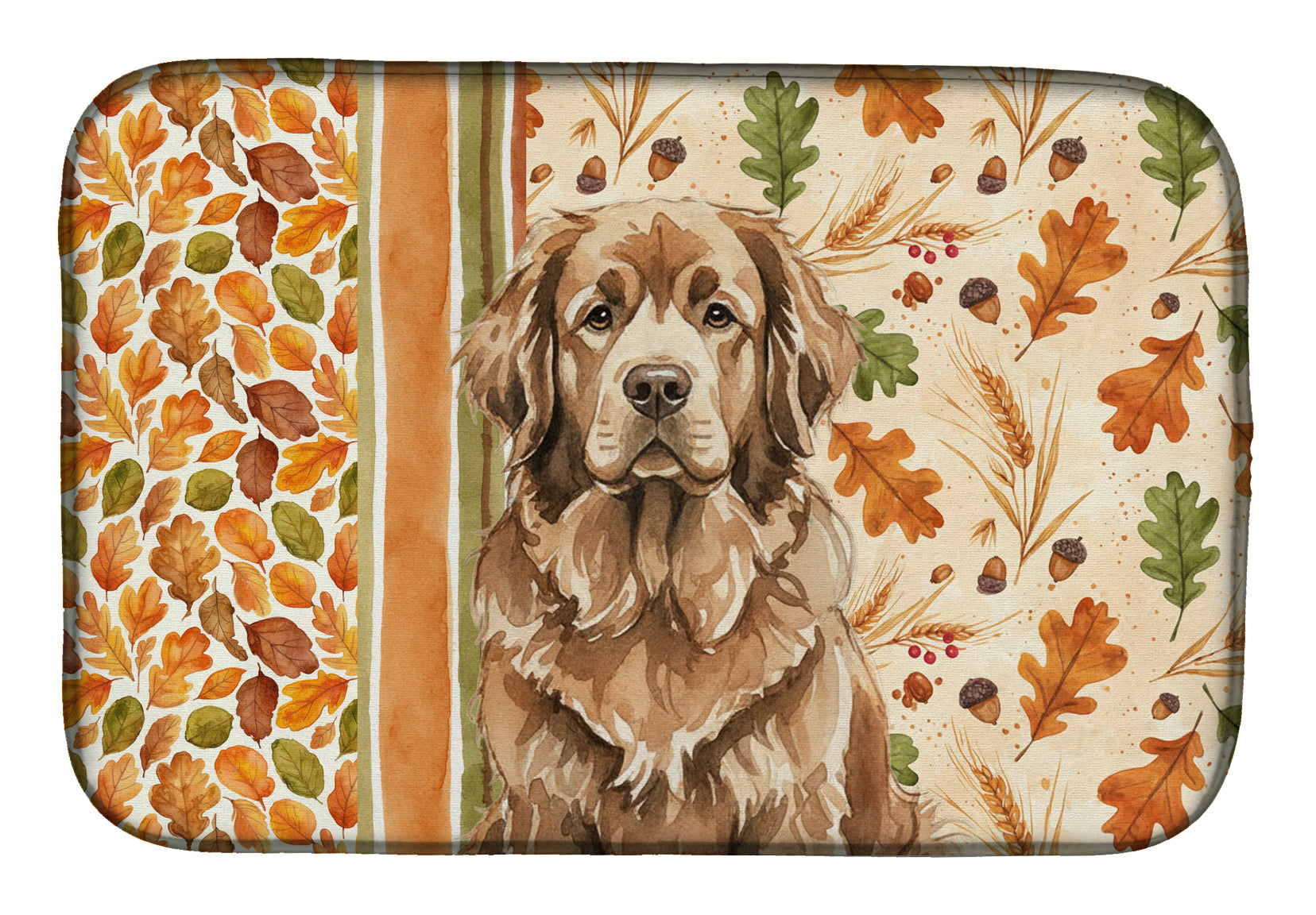 Brown Newfoundland Heirloom Fall Dish Drying Mat Absorbent Dish Drying Mat Pad for Kitchen Counter Dish Drainer Mat for Countertop, 14 x 21", Multicolor