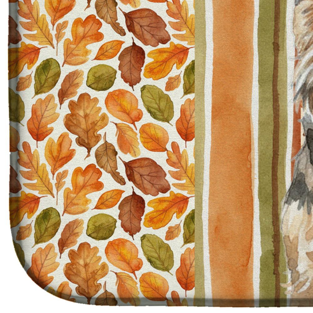 Grizzle and Tan Norfolk Terrier Heirloom Fall Dish Drying Mat Absorbent Dish Drying Mat Pad for Kitchen Counter Dish Drainer Mat for Countertop, 14 x 21", Multicolor