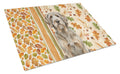 Grizzle and Tan Otterhound Heirloom Fall Cutting Board Tempered Glass Kitchen Cutting Surface, Heat Resistant Chopping, Non-Slip Feet, Food Prep & Serving