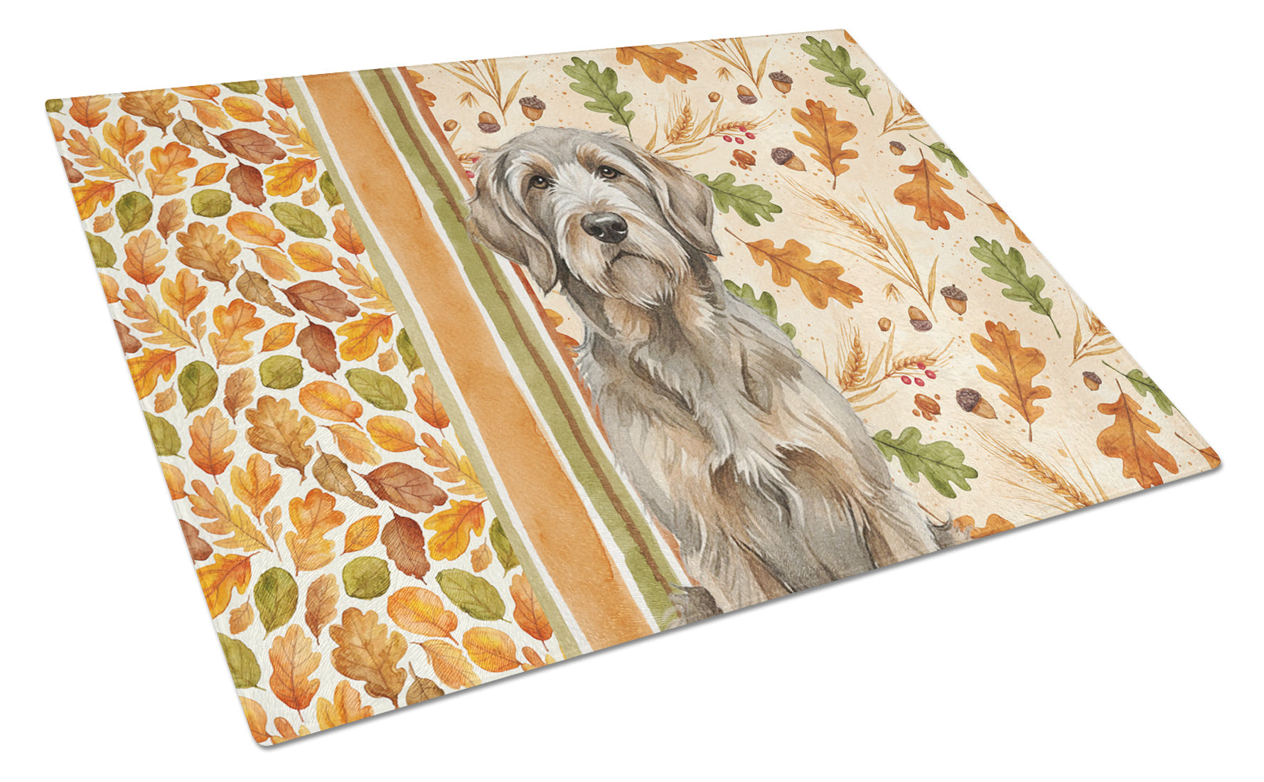 Grizzle and Tan Otterhound Heirloom Fall Cutting Board Tempered Glass Kitchen Cutting Surface, Heat Resistant Chopping, Non-Slip Feet, Food Prep & Serving